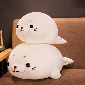 Chubby White Seal Pillow Plush 3D Stuffed Animal (2 Sizes)