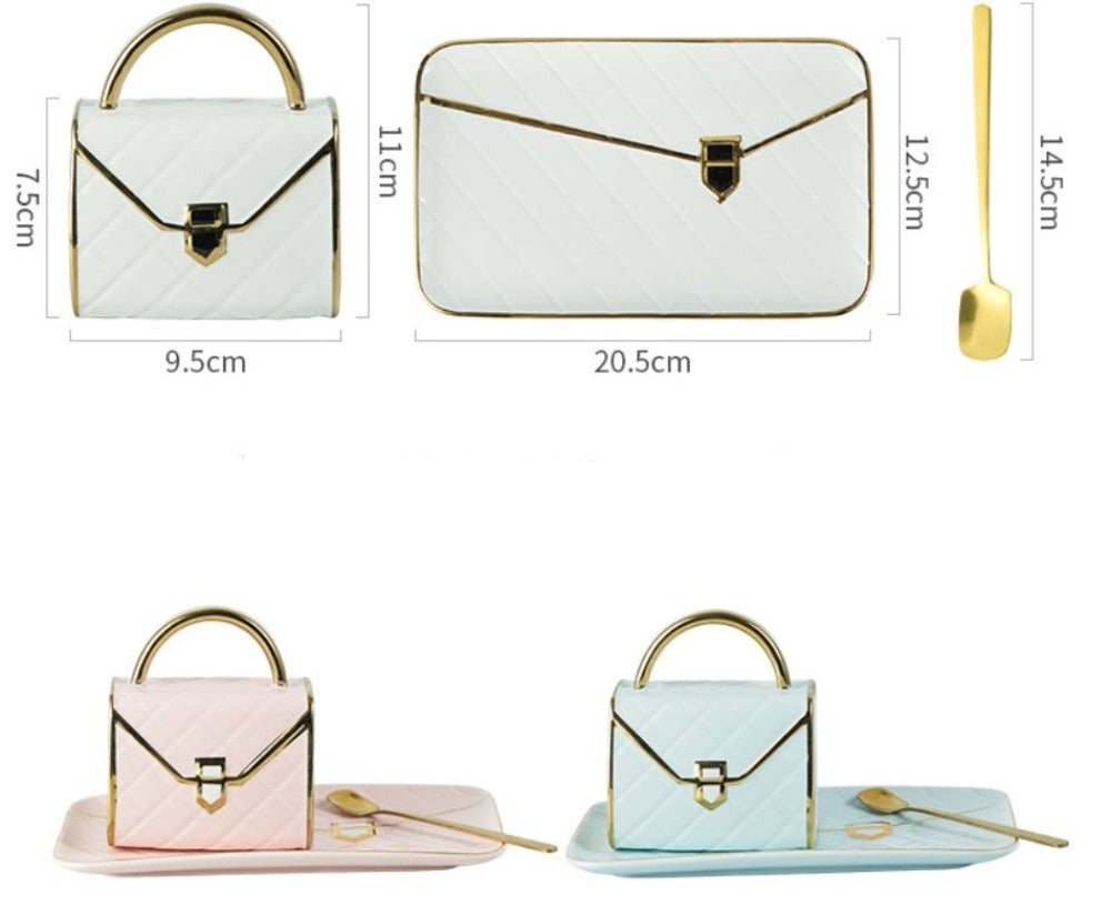 Handbag Saucer Set Mug (4 Colors) 300-400ML
