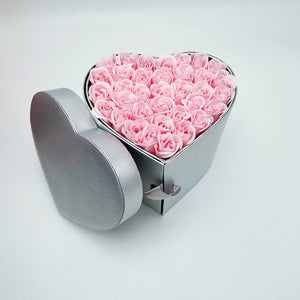 Heart Rose Bouquet Double Layer Gift Box Immortal Enchanted Soap Flower (7 Colors)