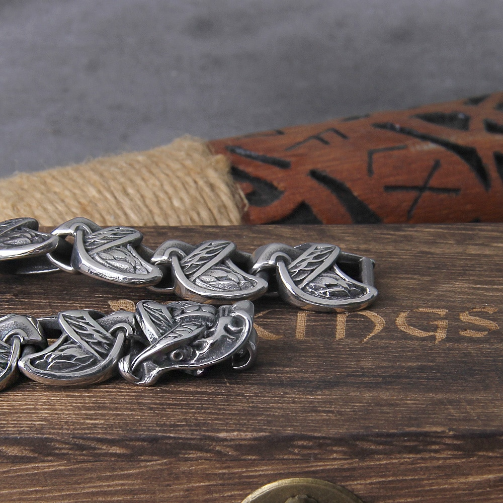 Viking Ouroboros Lock Chain Bracelet Charm for Men